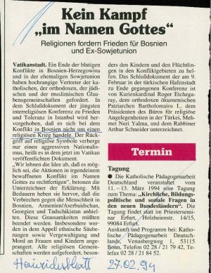Kein Kampf „im Namen Gottes"  - nosilna
