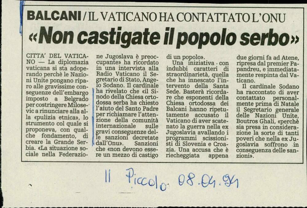 «Non castigate il popolo serbo»