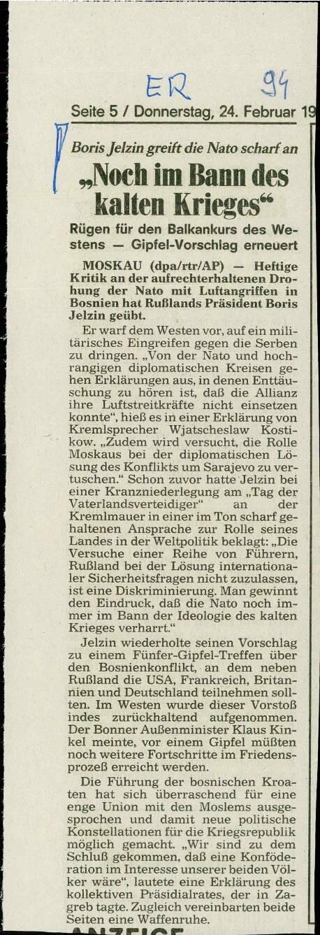 „Noch im Bann des kalten Krieges"