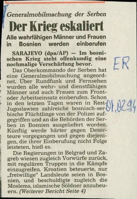 Der Krieg eskaliert