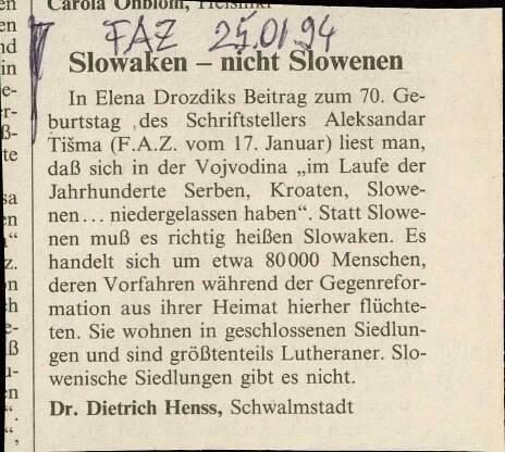 Slowaken - nicht Slowenen