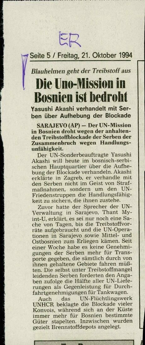 Die Uno-Mission in Bosnien ist bedroht
