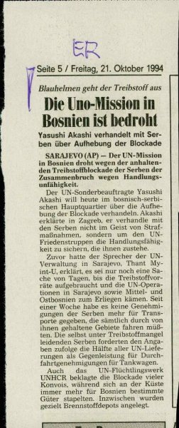 Die Uno-Mission in Bosnien ist bedroht  - nosilna