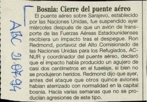 Bosnia: Cierre del puente aéreo  - nosilna