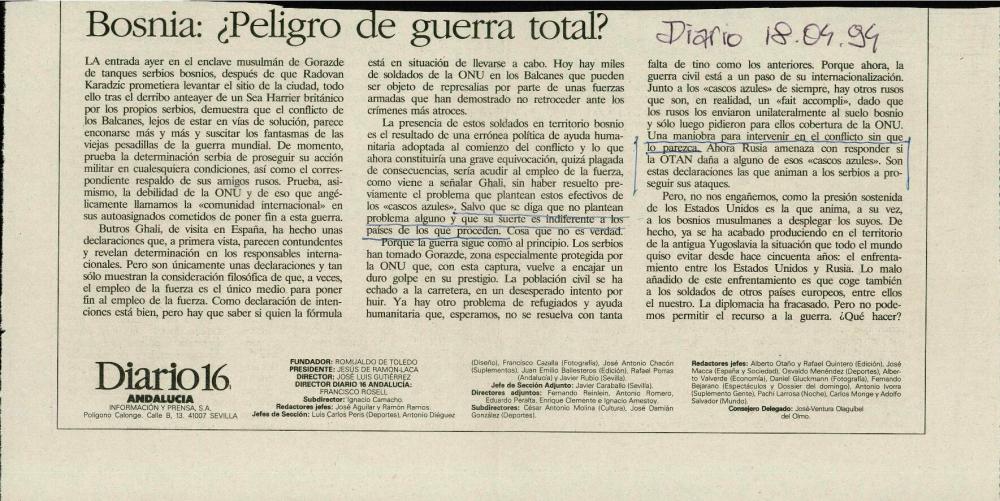 Bosnia: ¿Peligro de guerra total?