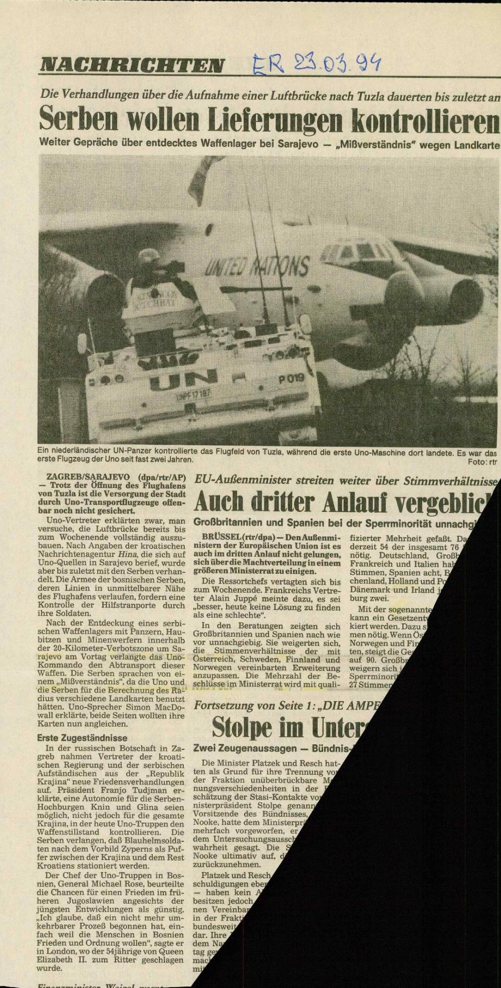 Serben wollen Lieferungen kontrollieren