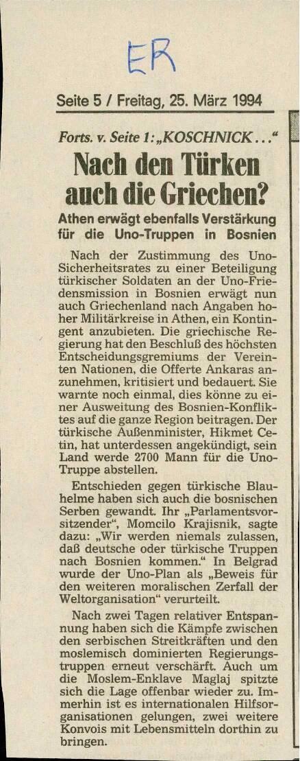Nach den Türken auch die Griechen?