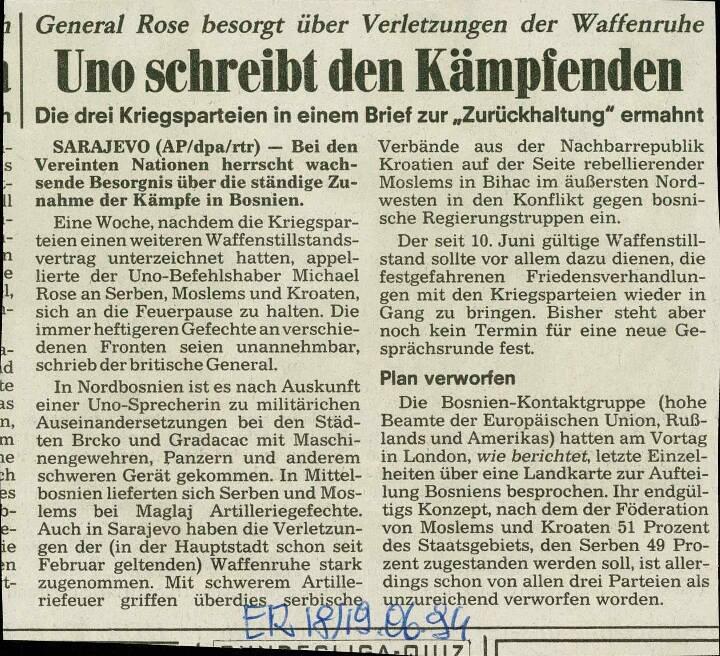 Uno schreibt den Kämpfenden