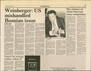 Weinberger: US mishandled Bosnian issue  - nosilna