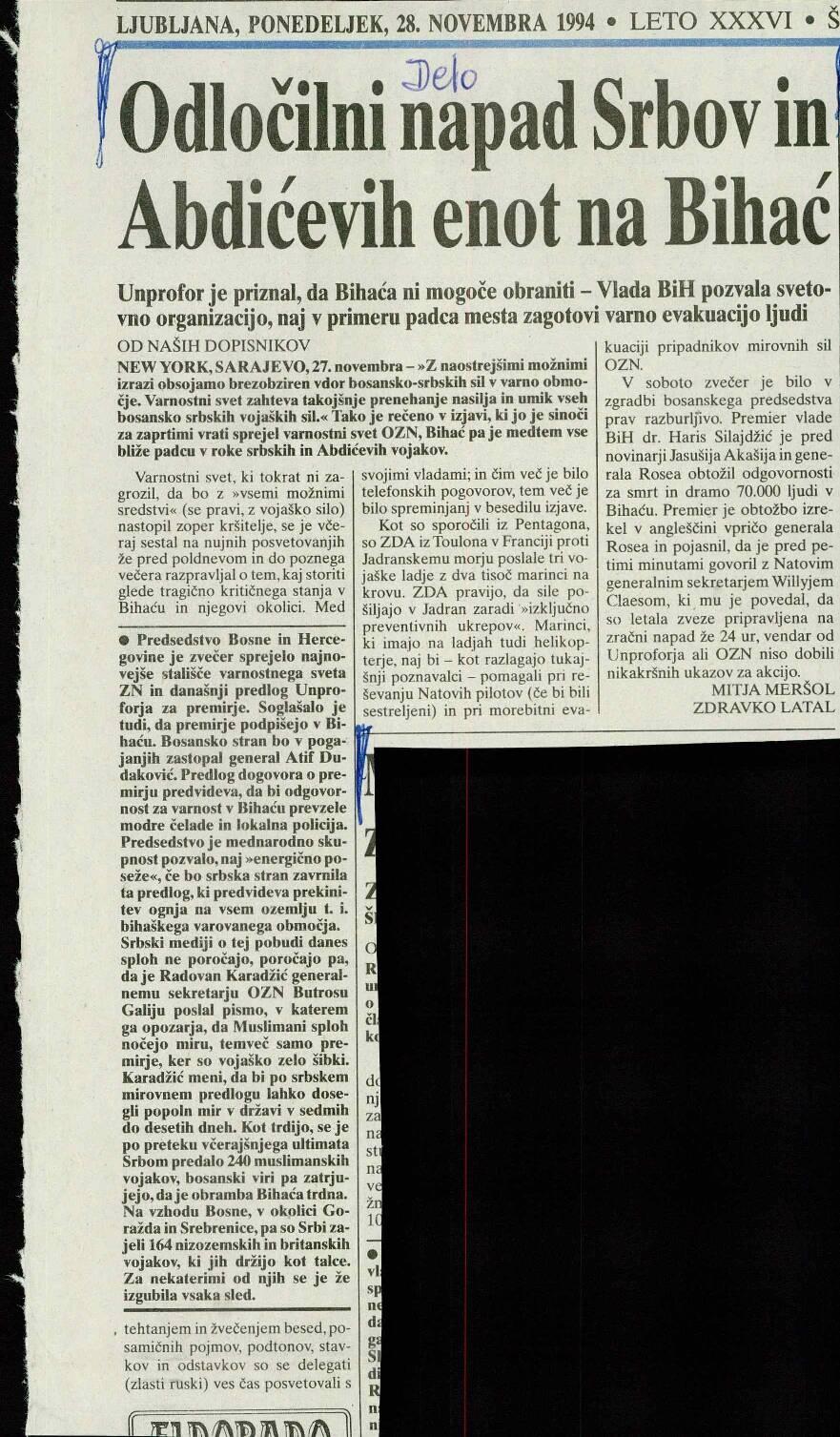 Odločilni napad Srbov in  Abdićevih enot na Bihać