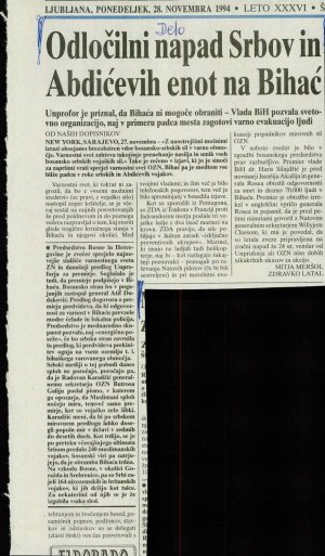 Odločilni napad Srbov in  Abdićevih enot...  - nosilna