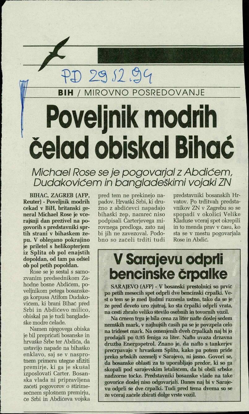 Poveljnik modrih  čelad obiskal Bihać - nosilna