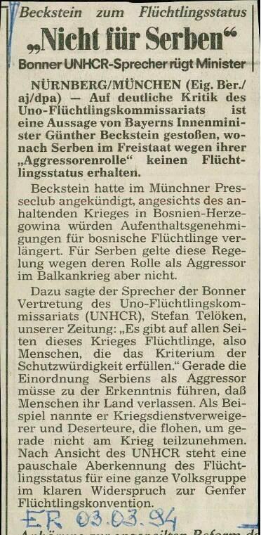 "Nicht für Serben" - nosilna