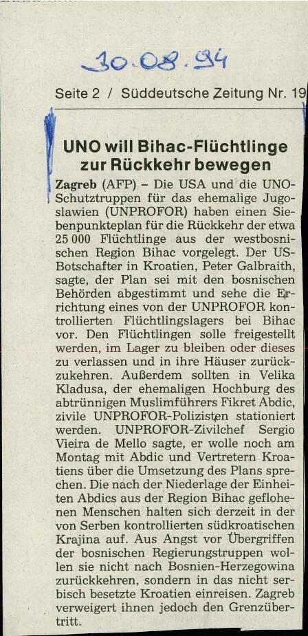 UNO will Bihac-Flüchtlinge zur Rückkehr ... - nosilna