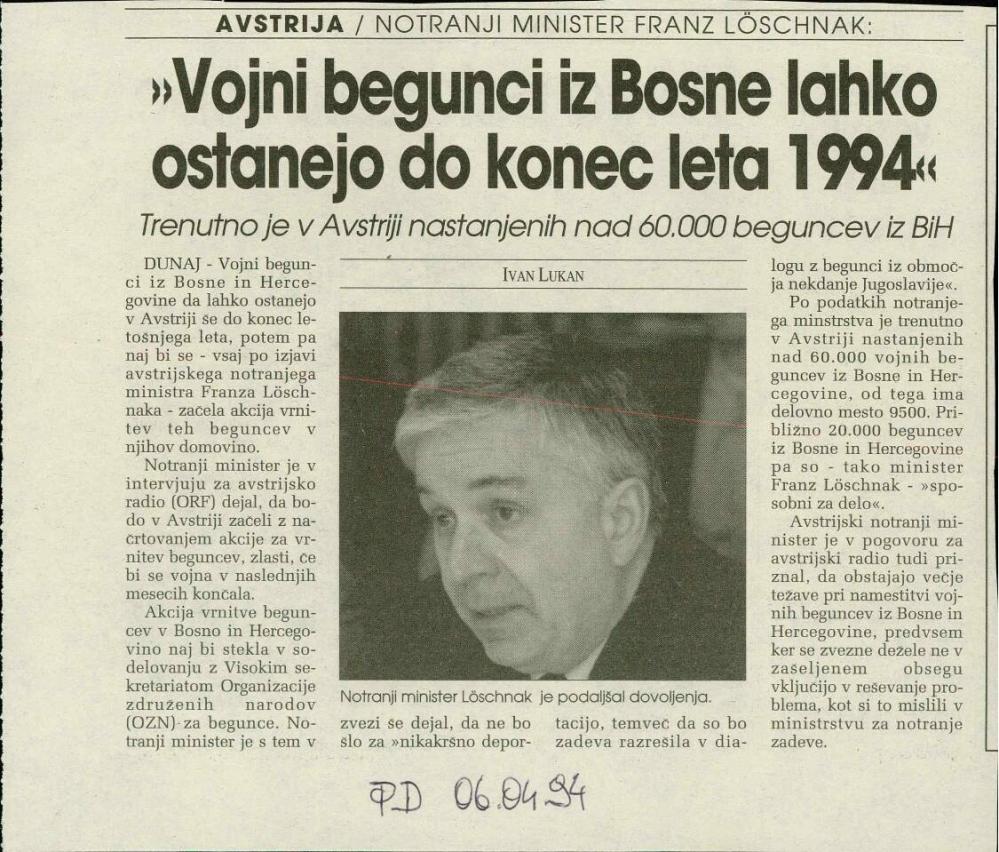 »Vojni begunci iz Bosne lahko ostanejo d... - nosilna