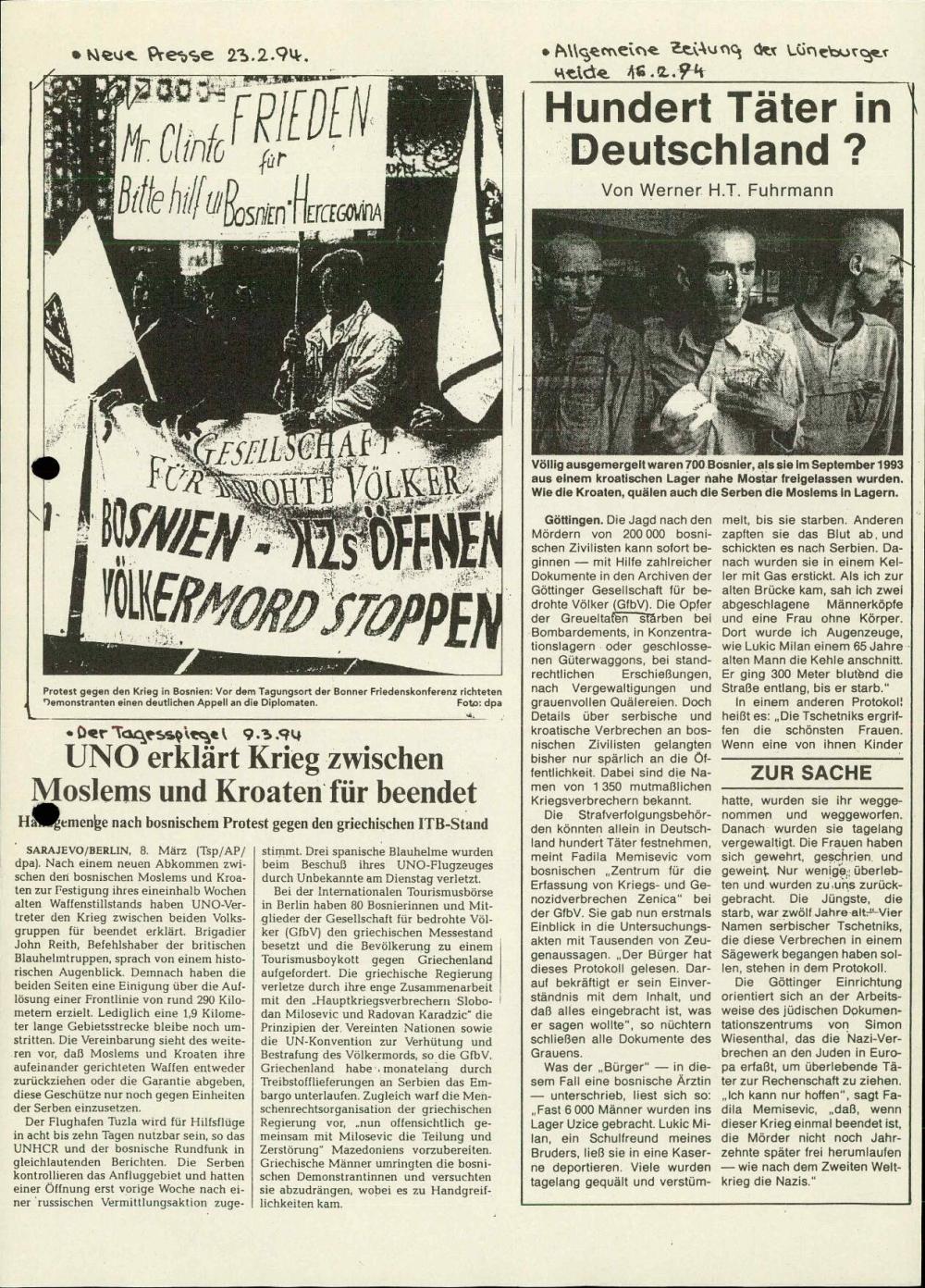 UNO erklärt Krieg zwischen Moslems und Kroaten für beendet