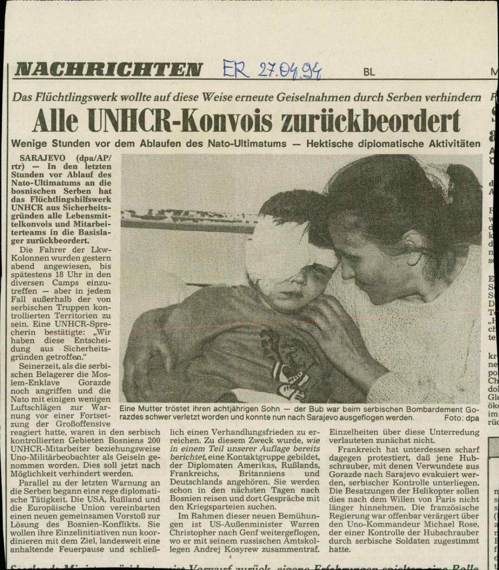 Alle UNHCR-Konvois zurückbeordert