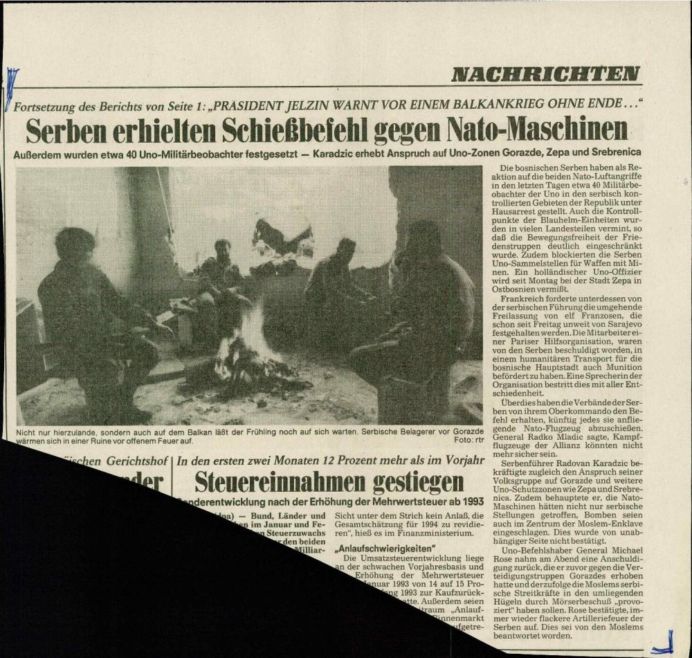 Serben erhielten Schießbefehl gegen Nato-Maschinen