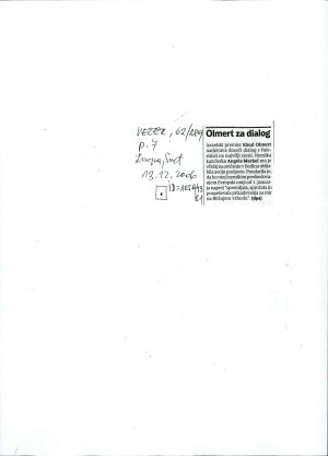 Olmert za dialog  - nosilna