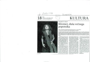 Klezmer, duša večnega popotnika : večer ...  - nosilna