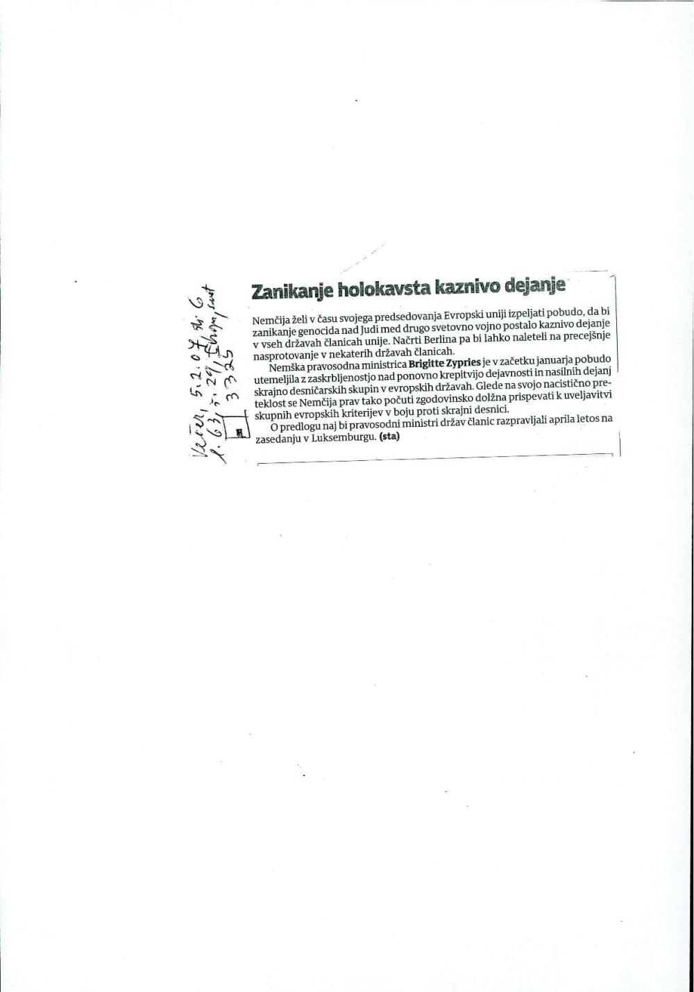 Zanikanje holokavsta kaznivo dejanje - nosilna