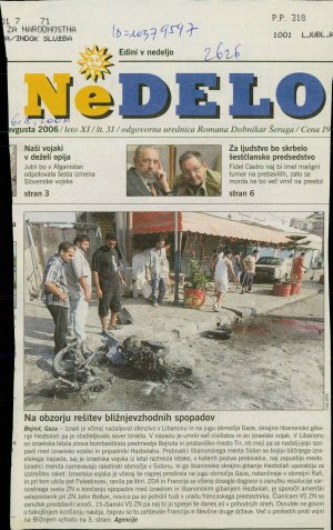 Na obzorju rešitev bližnjevzhodnih spopa...  - nosilna